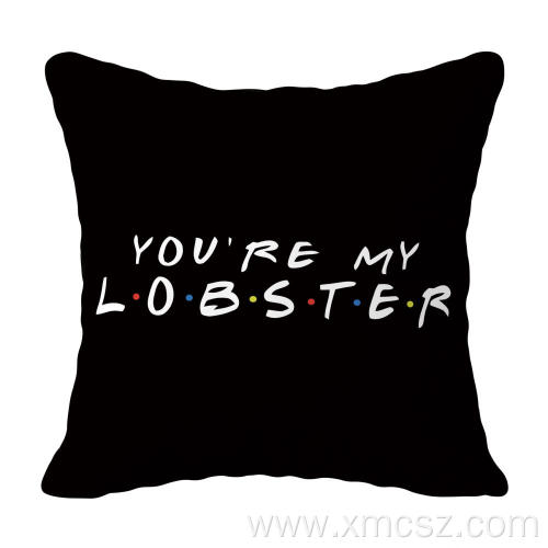 Black Letters Printed Customized Cushion Cover